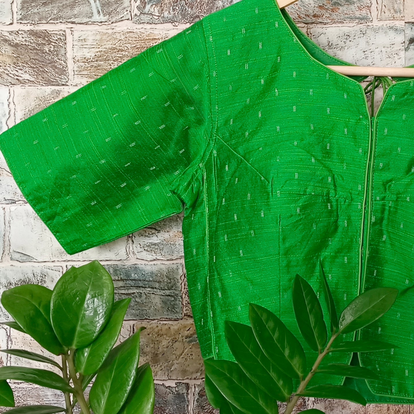 Green Cotton Silk Blouse