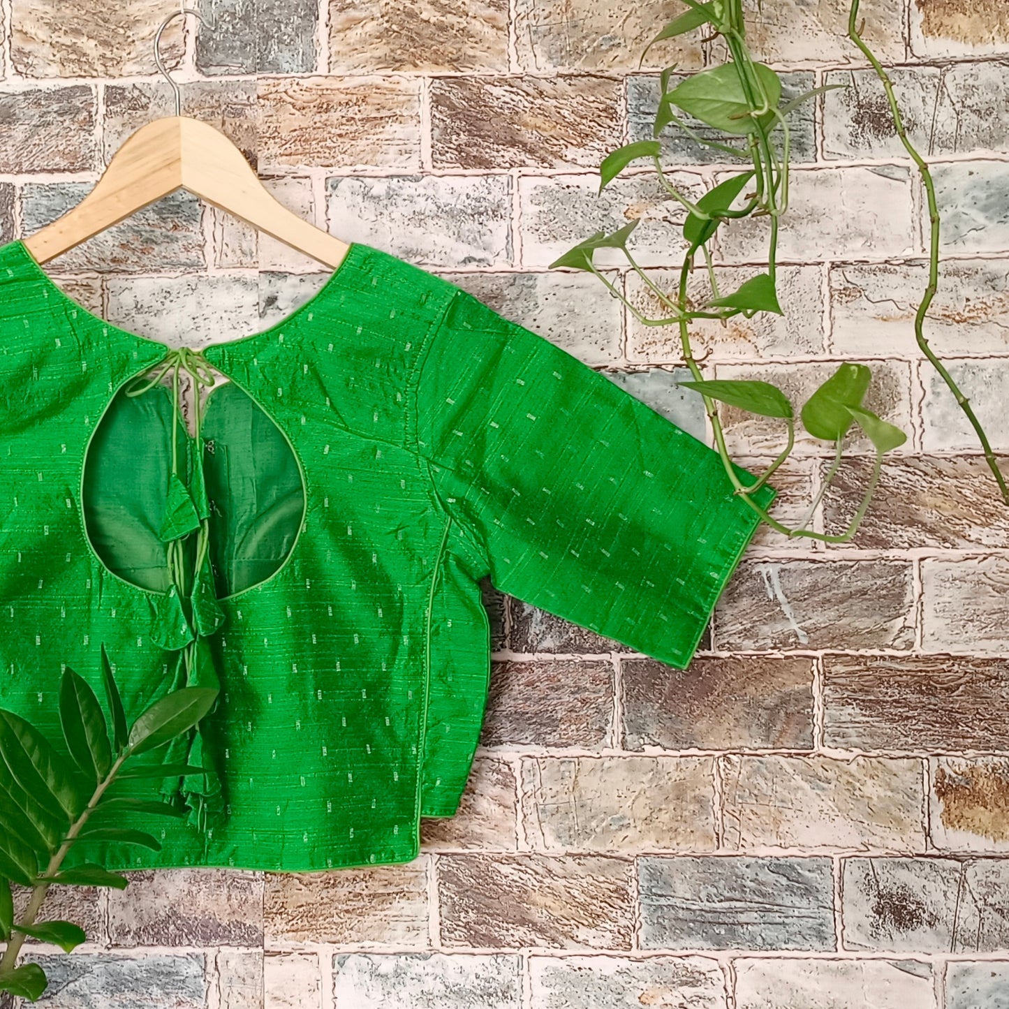 Green Cotton Silk Blouse