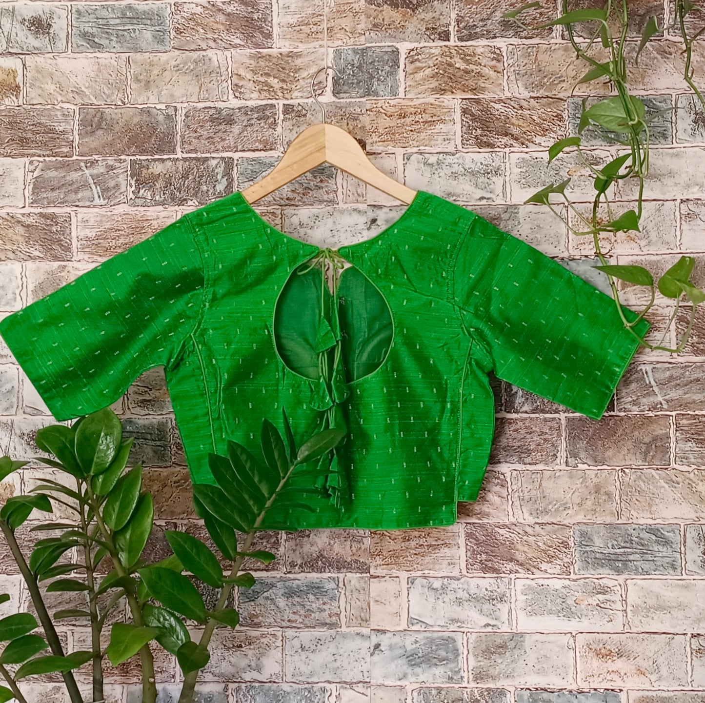 Green Cotton Silk Blouse